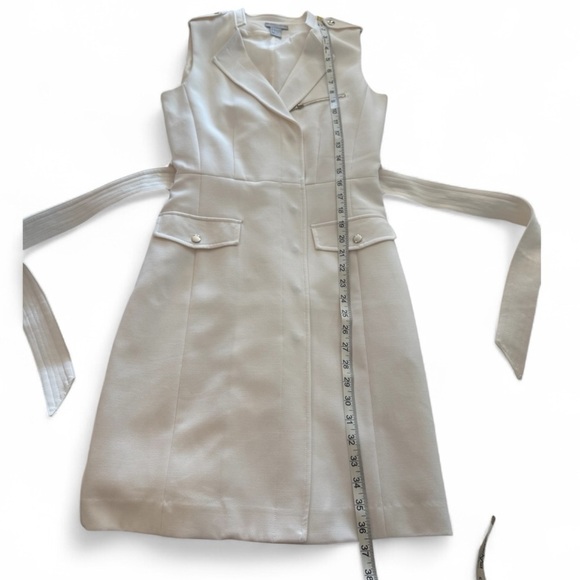 H&M White Sleeveless Belted Blazer Dress Size 6 | Summer Workwear Cocktail - Picture 9 of 14